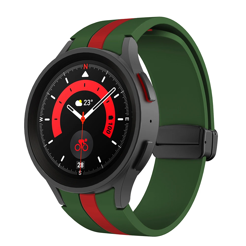 Original Silicone Strap for Samsung Galaxy Watch 5 Pro 45mm Watch 5 40mm 44mm Band Magnetic Buckle for Galaxy Watch 4/4 Classic