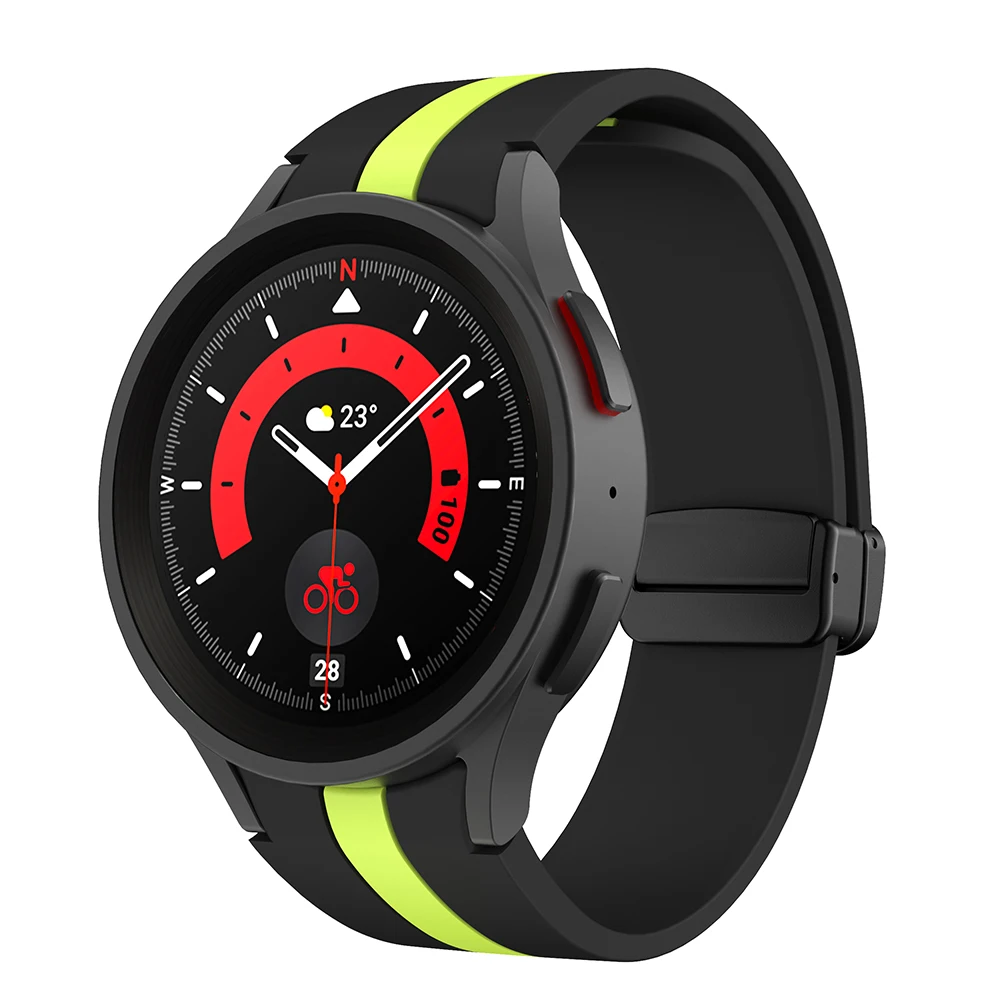 Original Silicone Strap for Samsung Galaxy Watch 5 Pro 45mm Watch 5 40mm 44mm Band Magnetic Buckle for Galaxy Watch 4/4 Classic