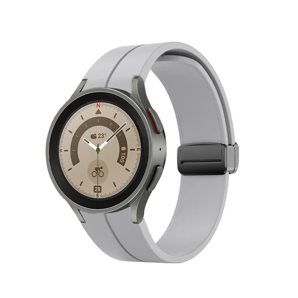 Original Silicone Strap for Samsung Galaxy Watch 5 Pro 45mm Watch 5 40mm 44mm Band Magnetic Buckle for Galaxy Watch 4/4 Classic