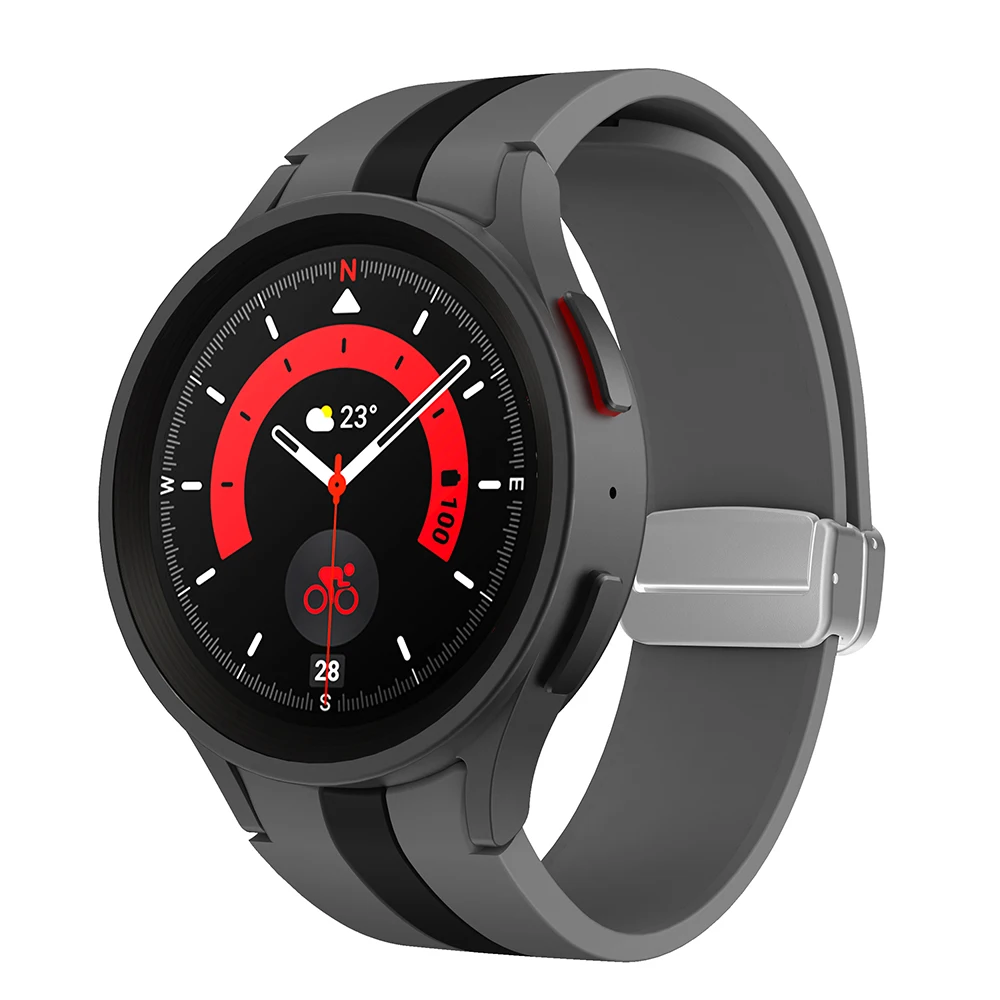 Original Silicone Strap for Samsung Galaxy Watch 5 Pro 45mm Watch 5 40mm 44mm Band Magnetic Buckle for Galaxy Watch 4/4 Classic