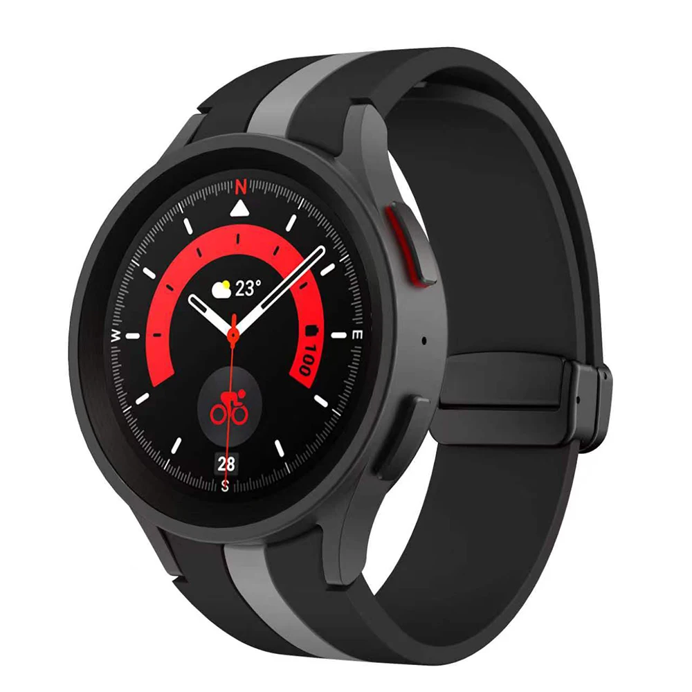 Original Silicone Strap for Samsung Galaxy Watch 5 Pro 45mm Watch 5 40mm 44mm Band Magnetic Buckle for Galaxy Watch 4/4 Classic