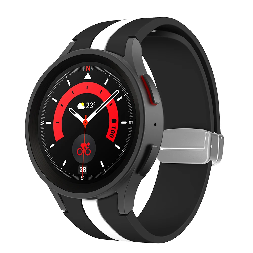 Original Silicone Strap for Samsung Galaxy Watch 5 Pro 45mm Watch 5 40mm 44mm Band Magnetic Buckle for Galaxy Watch 4/4 Classic