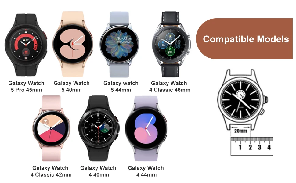 Original Silicone Strap for Samsung Galaxy Watch 5 Pro 45mm Watch 5 40mm 44mm Band Magnetic Buckle for Galaxy Watch 4/4 Classic