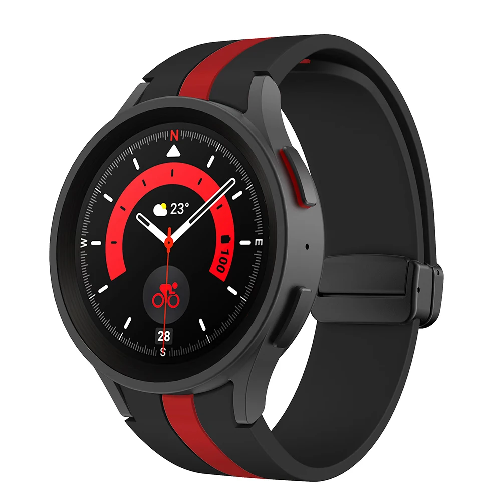 Original Silicone Strap for Samsung Galaxy Watch 5 Pro 45mm Watch 5 40mm 44mm Band Magnetic Buckle for Galaxy Watch 4/4 Classic