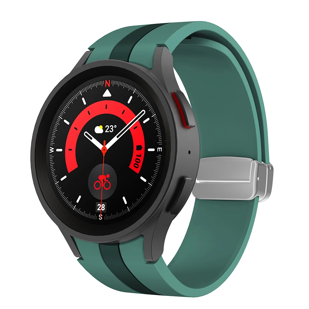Original Silicone Strap for Samsung Galaxy Watch 5 Pro 45mm Watch 5 40mm 44mm Band Magnetic Buckle for Galaxy Watch 4/4 Classic