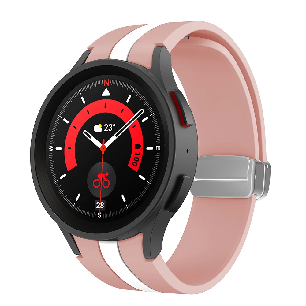 Original Silicone Strap for Samsung Galaxy Watch 5 Pro 45mm Watch 5 40mm 44mm Band Magnetic Buckle for Galaxy Watch 4/4 Classic