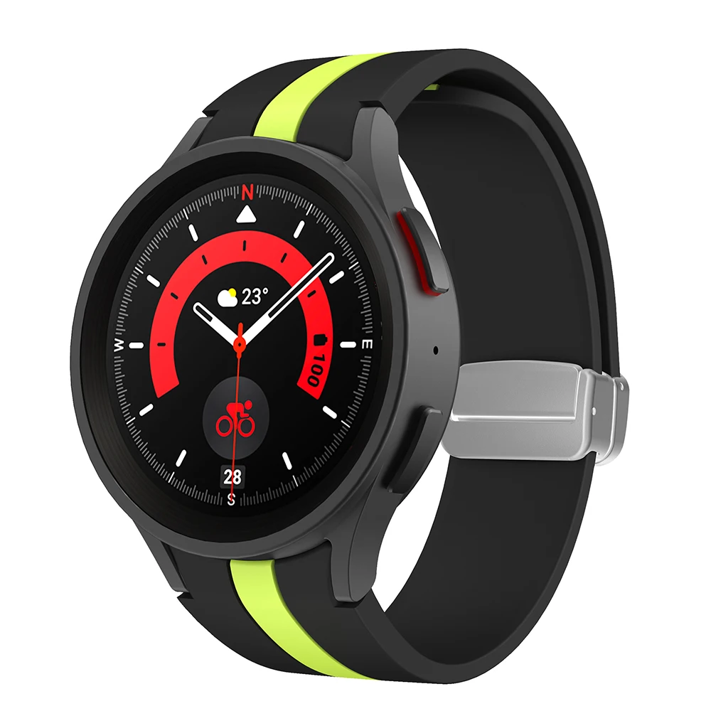 Original Silicone Strap for Samsung Galaxy Watch 5 Pro 45mm Watch 5 40mm 44mm Band Magnetic Buckle for Galaxy Watch 4/4 Classic