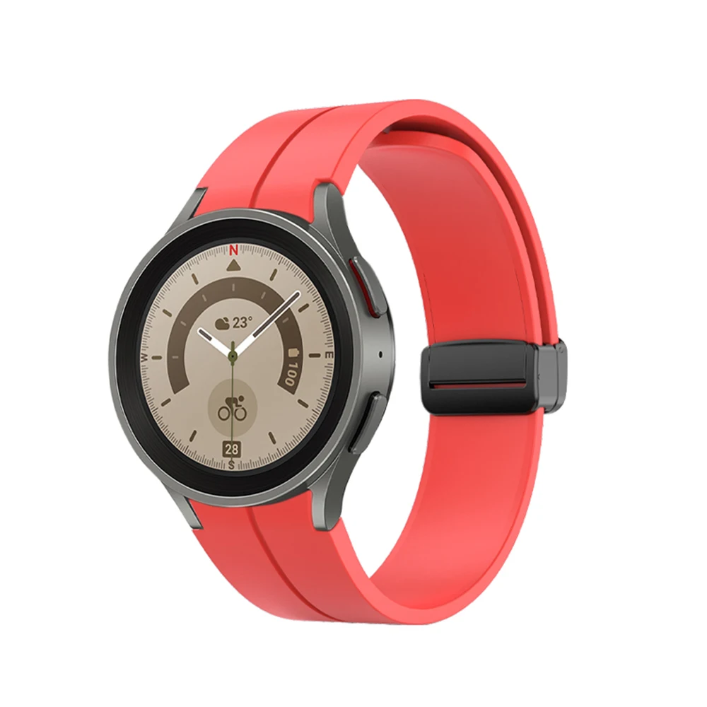 Original Silicone Strap for Samsung Galaxy Watch 5 Pro 45mm Watch 5 40mm 44mm Band Magnetic Buckle for Galaxy Watch 4/4 Classic