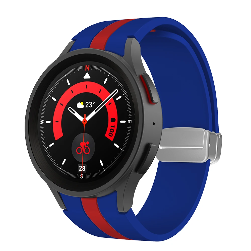 Original Silicone Strap for Samsung Galaxy Watch 5 Pro 45mm Watch 5 40mm 44mm Band Magnetic Buckle for Galaxy Watch 4/4 Classic