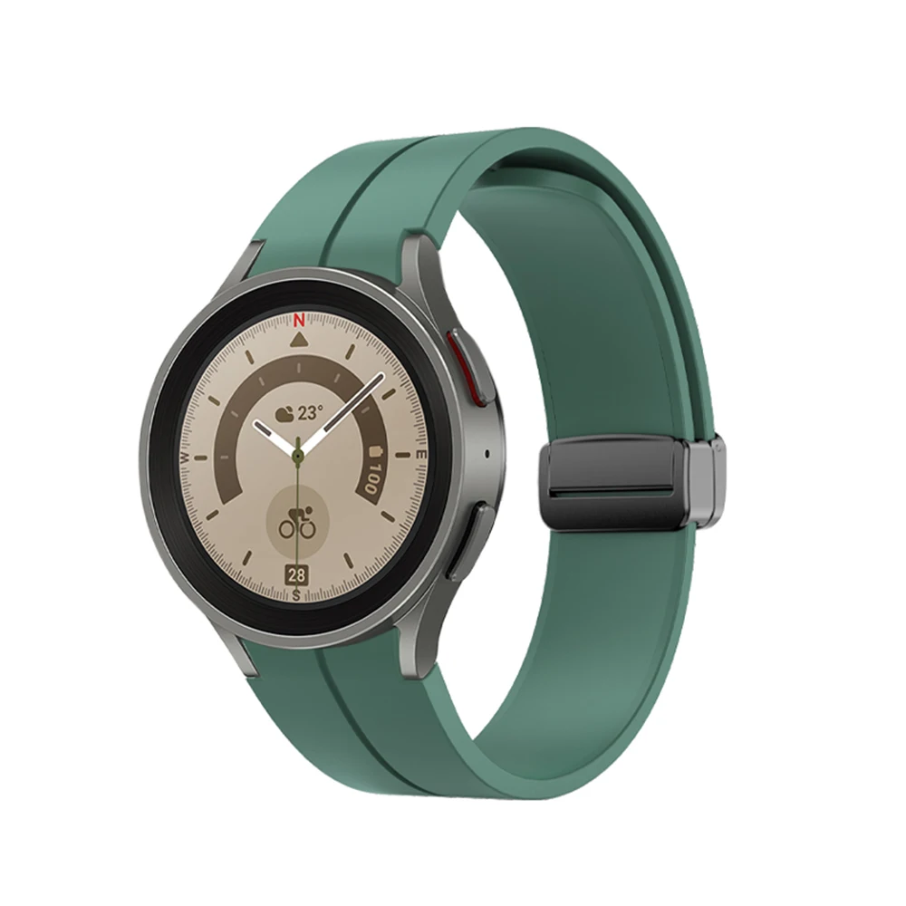 Original Silicone Strap for Samsung Galaxy Watch 5 Pro 45mm Watch 5 40mm 44mm Band Magnetic Buckle for Galaxy Watch 4/4 Classic
