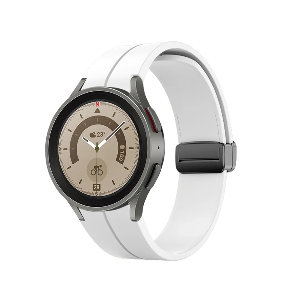 Original Silicone Strap for Samsung Galaxy Watch 5 Pro 45mm Watch 5 40mm 44mm Band Magnetic Buckle for Galaxy Watch 4/4 Classic