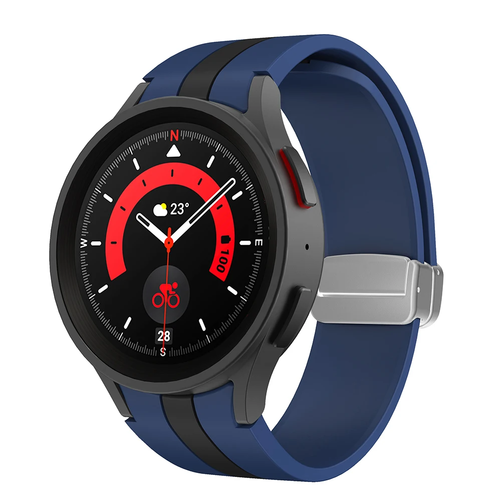 Original Silicone Strap for Samsung Galaxy Watch 5 Pro 45mm Watch 5 40mm 44mm Band Magnetic Buckle for Galaxy Watch 4/4 Classic
