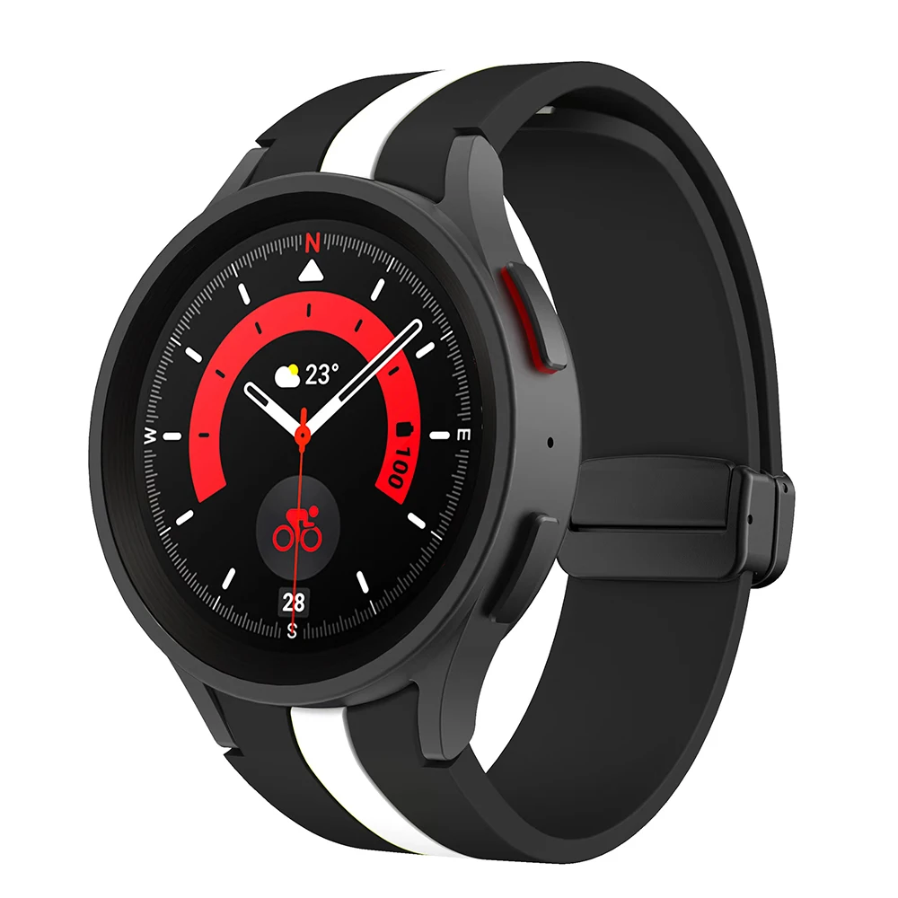 Original Silicone Strap for Samsung Galaxy Watch 5 Pro 45mm Watch 5 40mm 44mm Band Magnetic Buckle for Galaxy Watch 4/4 Classic