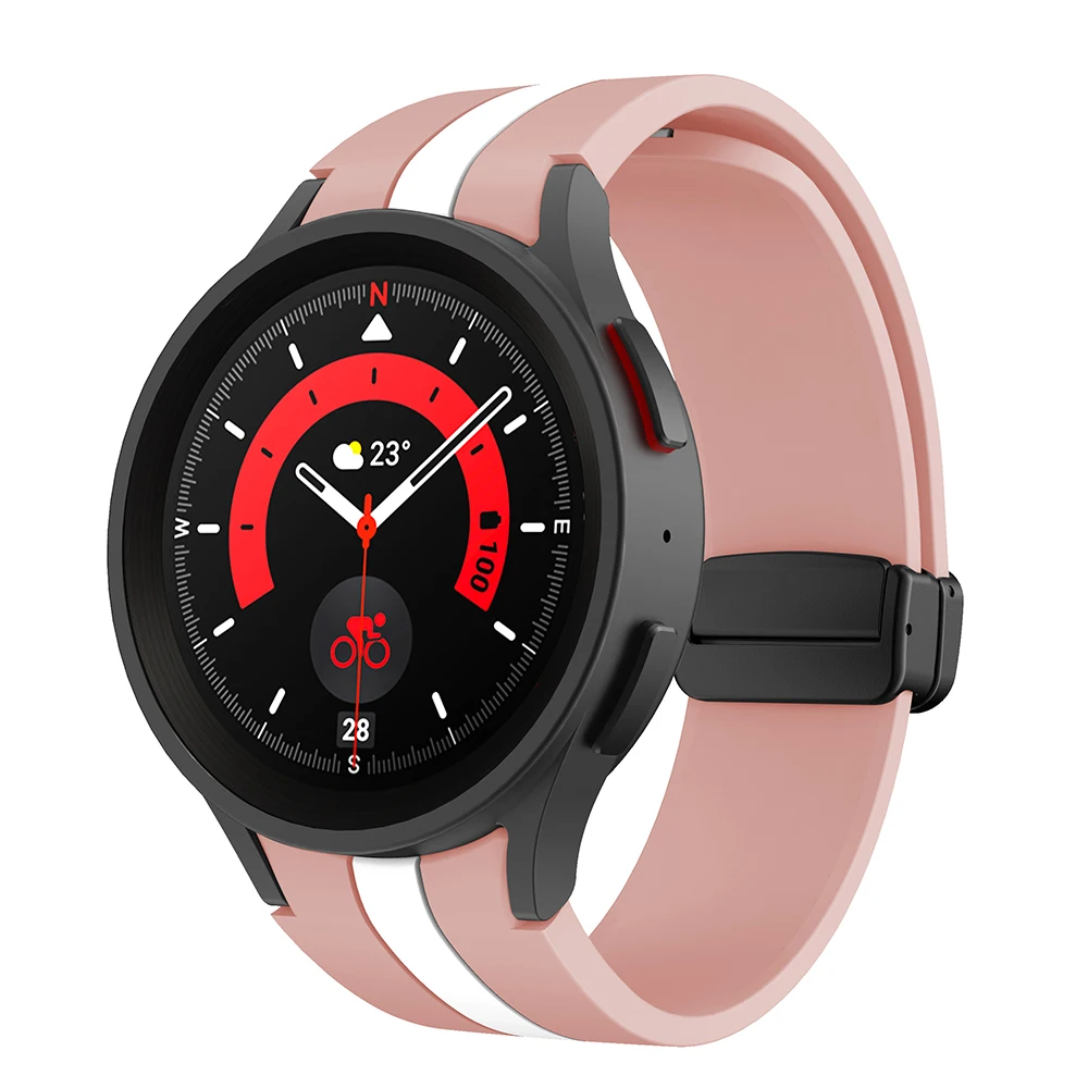 Original Silicone Strap for Samsung Galaxy Watch 5 Pro 45mm Watch 5 40mm 44mm Band Magnetic Buckle for Galaxy Watch 4/4 Classic