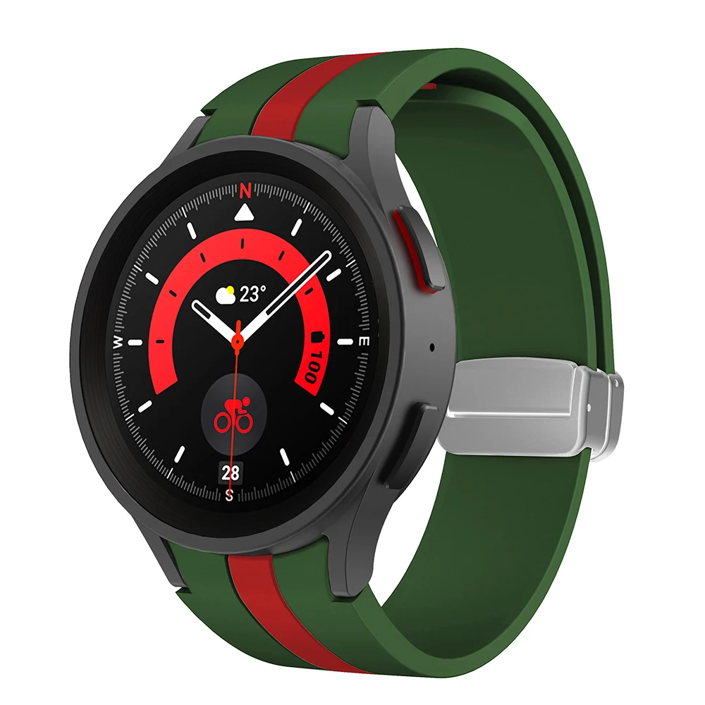 Original Silicone Strap for Samsung Galaxy Watch 5 Pro 45mm Watch 5 40mm 44mm Band Magnetic Buckle for Galaxy Watch 4/4 Classic