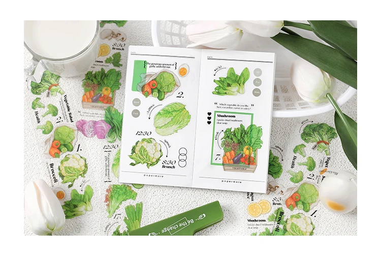 6 pcs/lot vegetable Stickers aesthetic Decorative Stick Labels journaling Album Scrapbooking Collage material