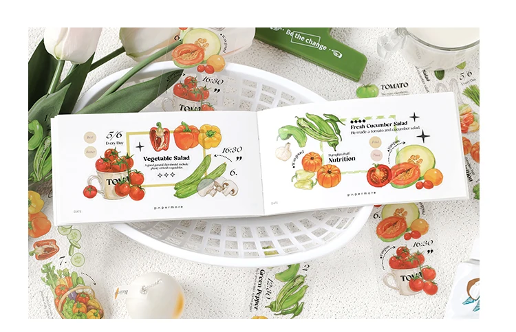 6 pcs/lot vegetable Stickers aesthetic Decorative Stick Labels journaling Album Scrapbooking Collage material