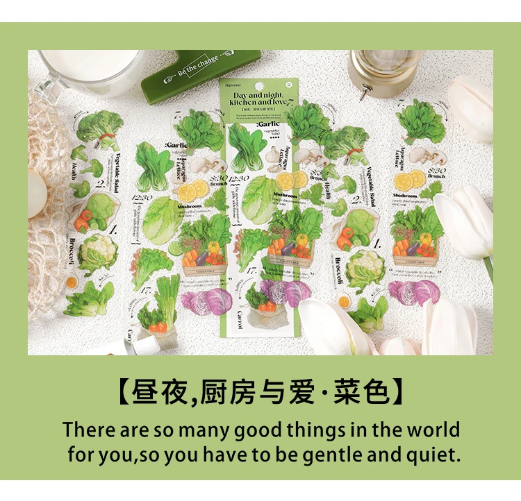 6 pcs/lot vegetable Stickers aesthetic Decorative Stick Labels journaling Album Scrapbooking Collage material