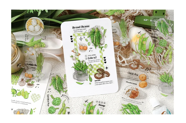 6 pcs/lot vegetable Stickers aesthetic Decorative Stick Labels journaling Album Scrapbooking Collage material