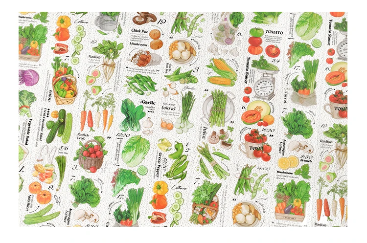 6 pcs/lot vegetable Stickers aesthetic Decorative Stick Labels journaling Album Scrapbooking Collage material