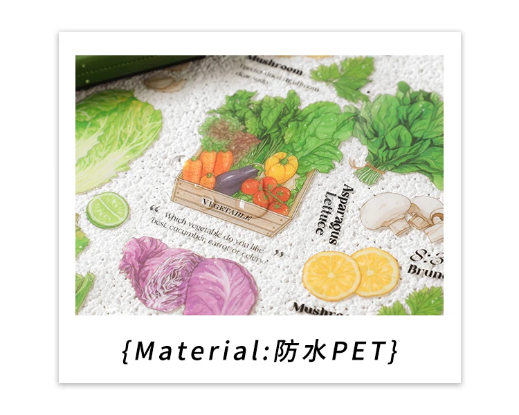 6 pcs/lot vegetable Stickers aesthetic Decorative Stick Labels journaling Album Scrapbooking Collage material