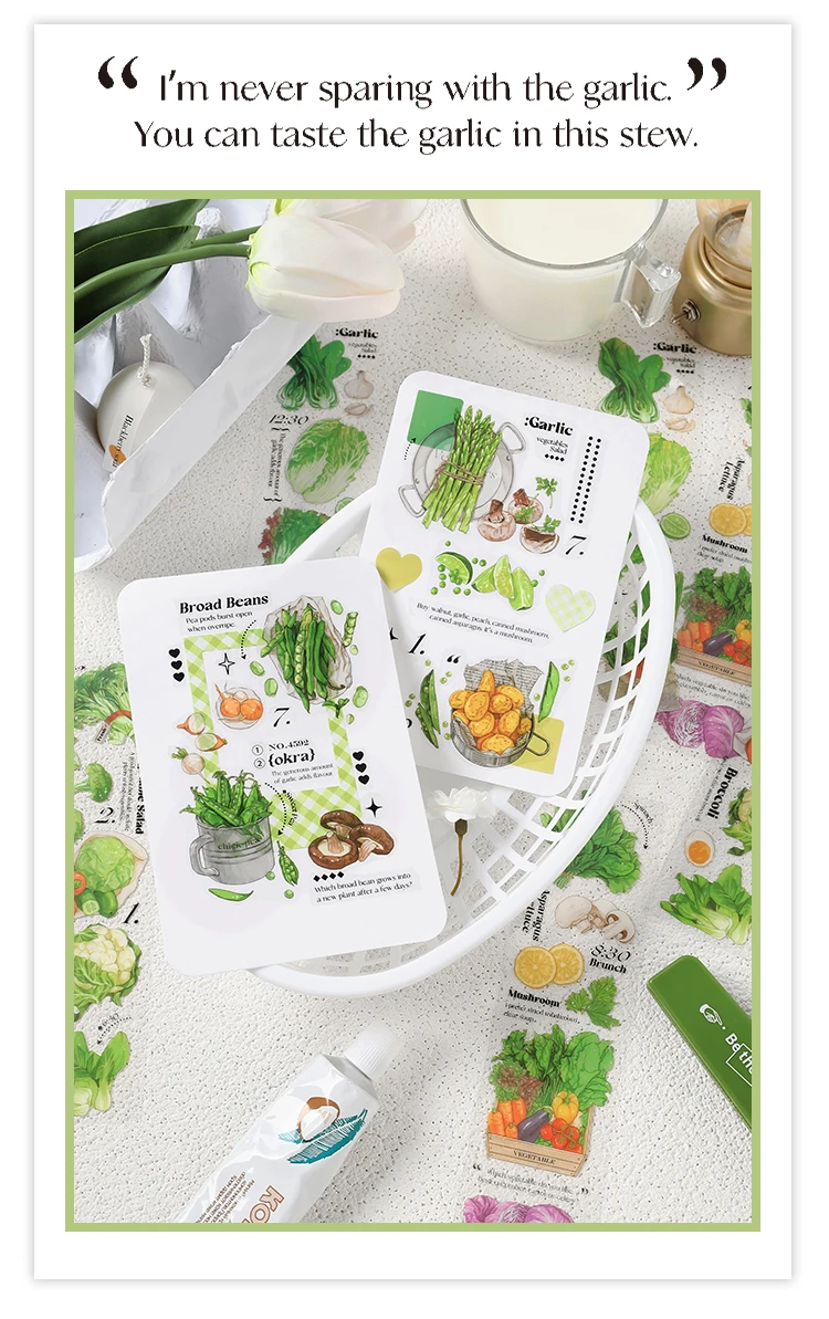 6 pcs/lot vegetable Stickers aesthetic Decorative Stick Labels journaling Album Scrapbooking Collage material