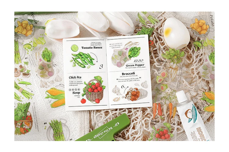 6 pcs/lot vegetable Stickers aesthetic Decorative Stick Labels journaling Album Scrapbooking Collage material
