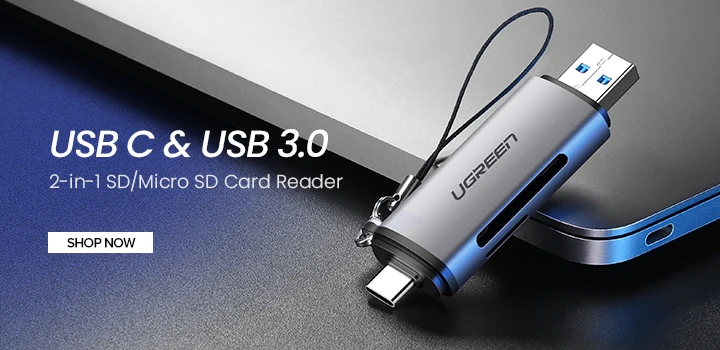 UGREEN Card Reader USB3.0 to SD Micro SD TF Card Adapter for Laptop PC USB to Multi Card adapter Cardreader Smart Card Reader