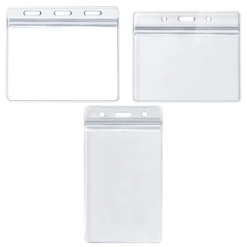 10Pcs/lot Horizontal Vertical Work Card Cover Sleeve Transparent Vinyl ID Tag Badge Holder Pass Card Bag Protective Case