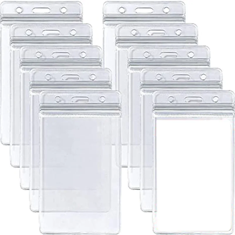 10Pcs/lot Horizontal Vertical Work Card Cover Sleeve Transparent Vinyl ID Tag Badge Holder Pass Card Bag Protective Case