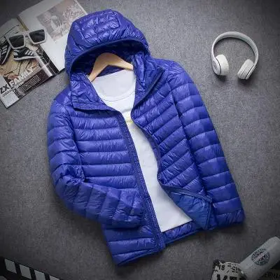 New Brand Autumn Winter Light Down Jacket Men's Fashion Hooded Short Large Ultra-thin Lightweight Youth Slim Coat Down Jackets