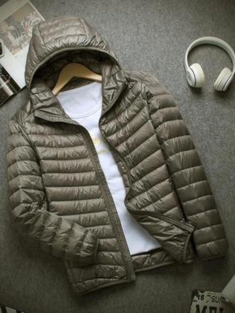 New Brand Autumn Winter Light Down Jacket Men's Fashion Hooded Short Large Ultra-thin Lightweight Youth Slim Coat Down Jackets