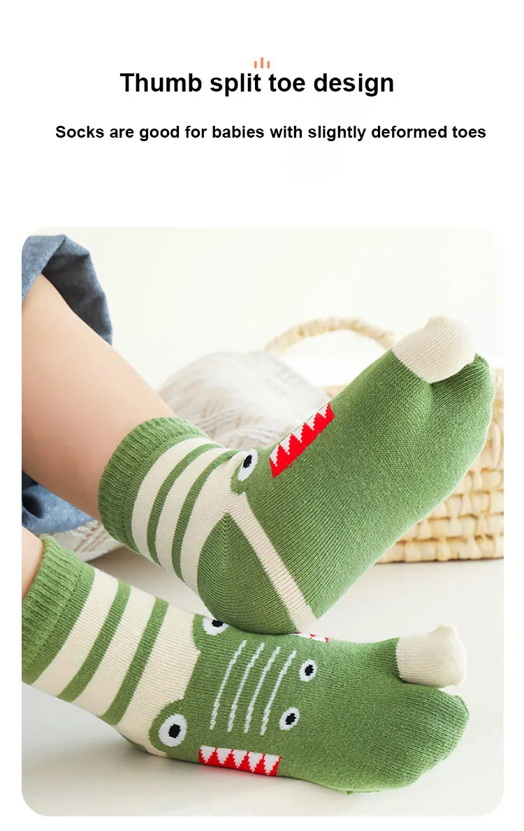 5 Pairs New Style Children Two Toed Tabi Socks for Kids Baby Boys Girls Student Cartoon Animal Cotton Soft Split Thumb Toe Socks