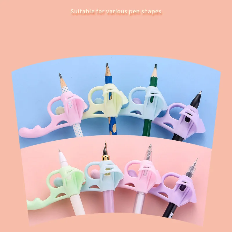 Kids Silicone Pen Grip - Ergonomic Pencil Holder Posture Corrector for Children, Writing Aid Tool Set