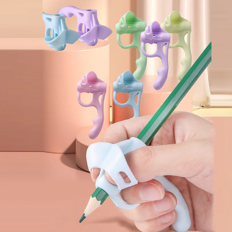 Kids Silicone Pen Grip - Ergonomic Pencil Holder Posture Corrector for Children, Writing Aid Tool Set
