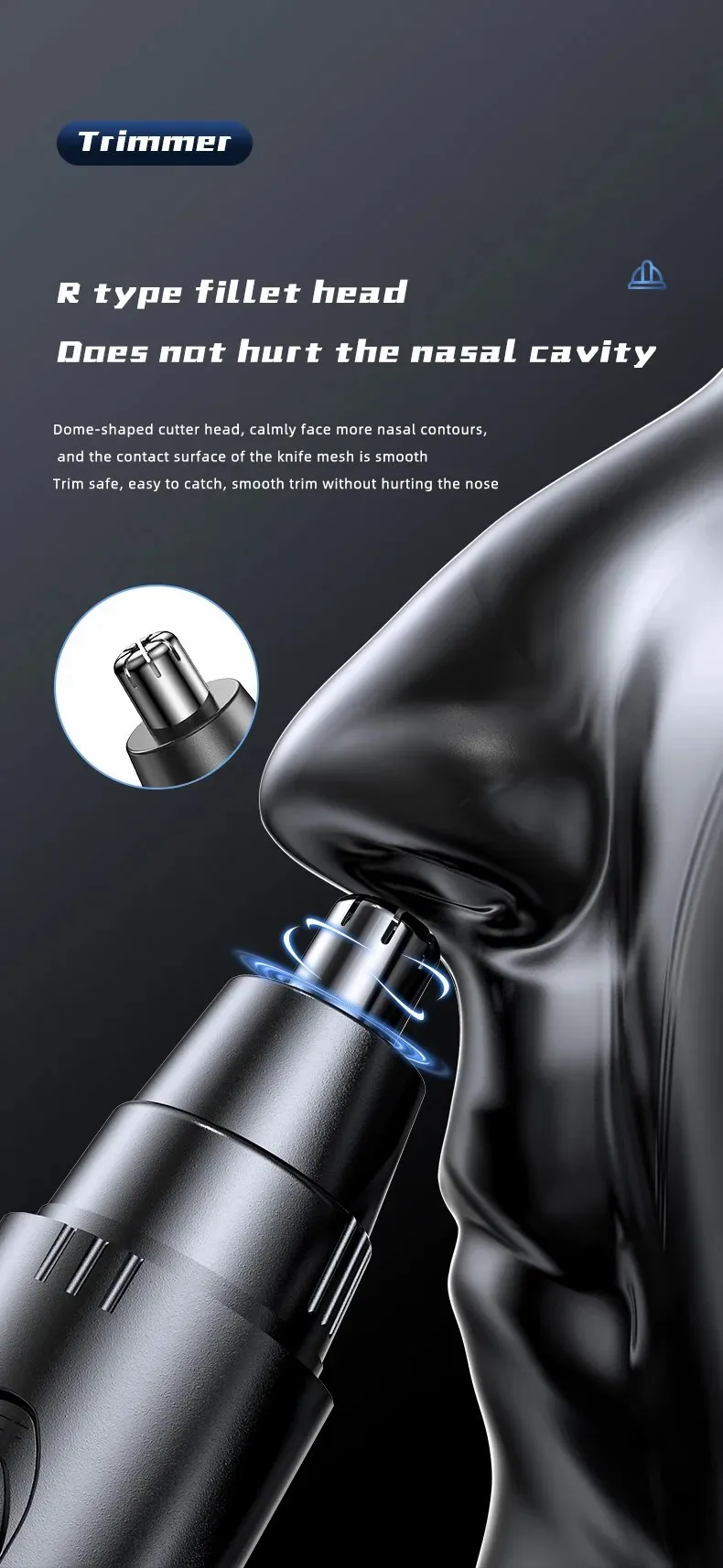 1 PCS Black Electric Nose Hair Trimmer Ear and Nose Hair Trimmer Professional Painless Nose Hair Trimmer For MenAnd Women