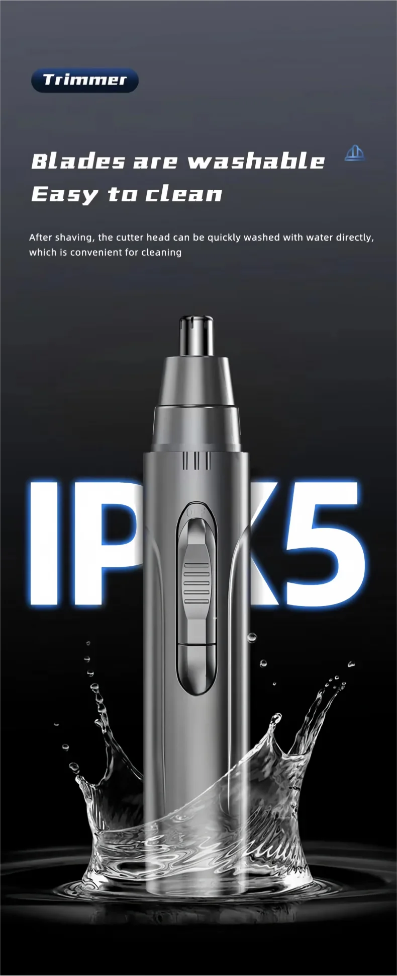 1 PCS Black Electric Nose Hair Trimmer Ear and Nose Hair Trimmer Professional Painless Nose Hair Trimmer For MenAnd Women