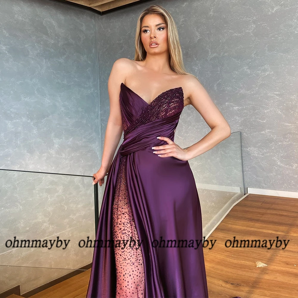 Corset Spaghetti Strap Black Pleat High Slit Asymmetrical Prom Gowns Custom Beading Sequined Women Dress Vestidos De Fiesta New