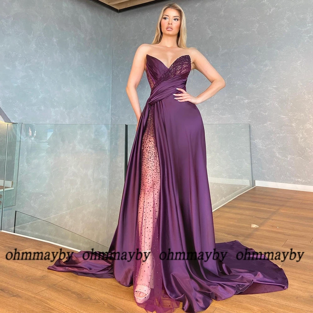Corset Spaghetti Strap Black Pleat High Slit Asymmetrical Prom Gowns Custom Beading Sequined Women Dress Vestidos De Fiesta New
