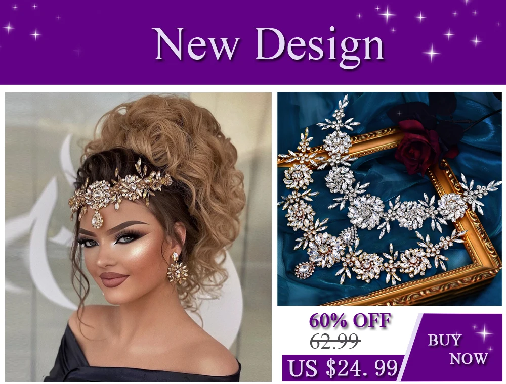 TOPQUEEN HP418 Fashion Bridal Headband Crystal Headwear Women Hair Accessories Rhinestone Bride Crown Wedding Pageant Headdress