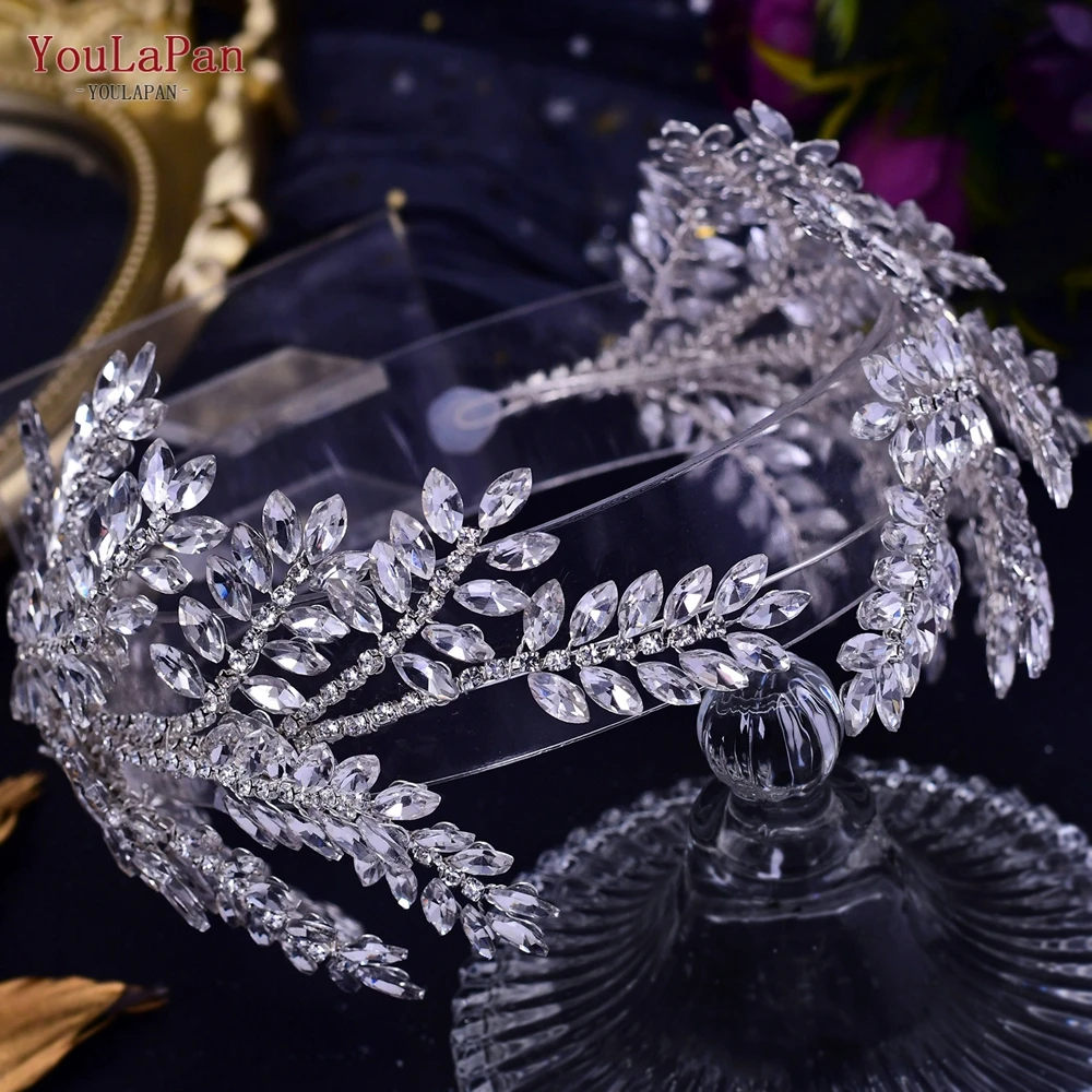 TOPQUEEN HP418 Fashion Bridal Headband Crystal Headwear Women Hair Accessories Rhinestone Bride Crown Wedding Pageant Headdress