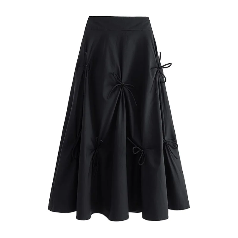 Harajuku Pleated Skirts High Waistfor Women High Waisted Skirt Lace Up Bow 2022 Elegant Fashion Skirts Midi Skirt Korean Style