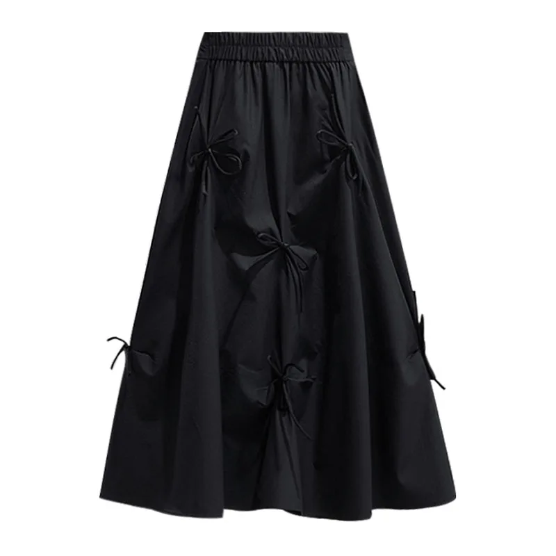 Harajuku Pleated Skirts High Waistfor Women High Waisted Skirt Lace Up Bow 2022 Elegant Fashion Skirts Midi Skirt Korean Style