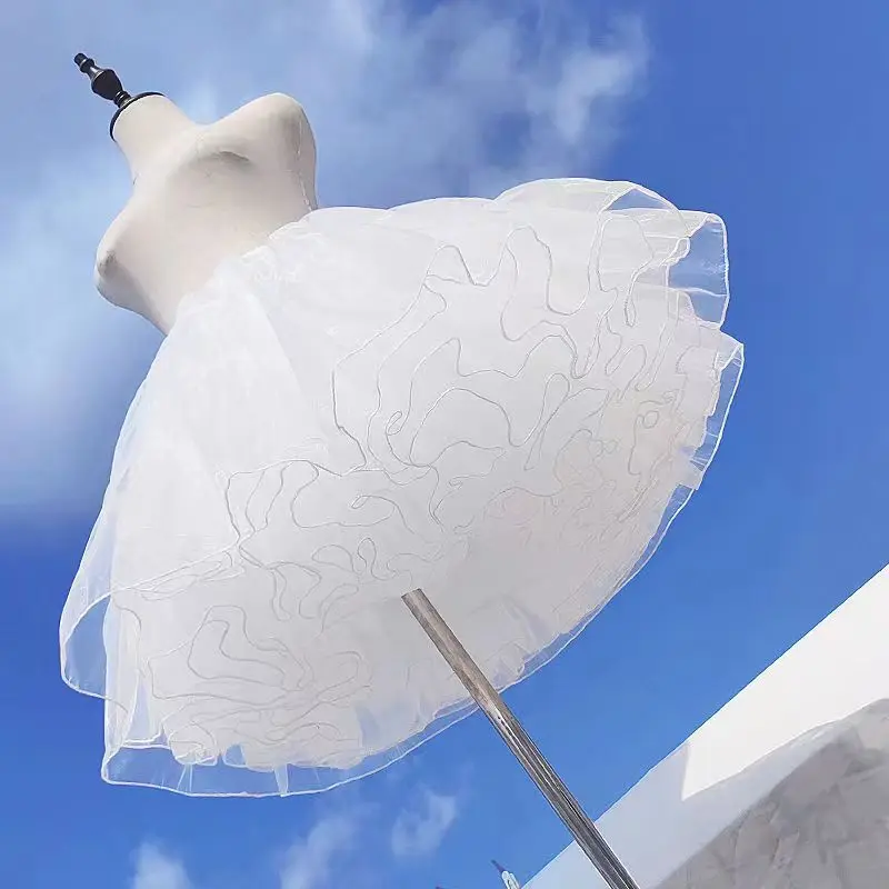 M-XL 5 Layers 35/40CM White Blacke Petticoat Fluffy Lolita Skirt Support Boneless Soft Yarn Canopy Dress Accessory Girl Japan