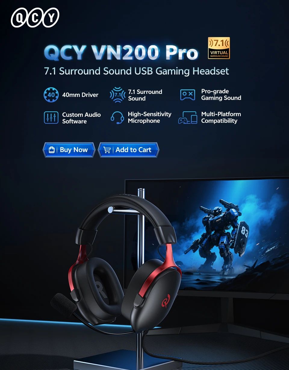 QCY T13 Wireless Smart Headphone BT5.1 TWS Earphone 4 Mic ENC HD Call Headset Touch Control Earbuds Long Standby 40H