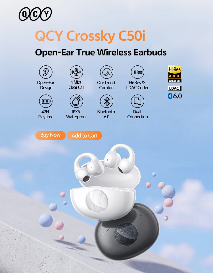 QCY T13 Wireless Smart Headphone BT5.1 TWS Earphone 4 Mic ENC HD Call Headset Touch Control Earbuds Long Standby 40H