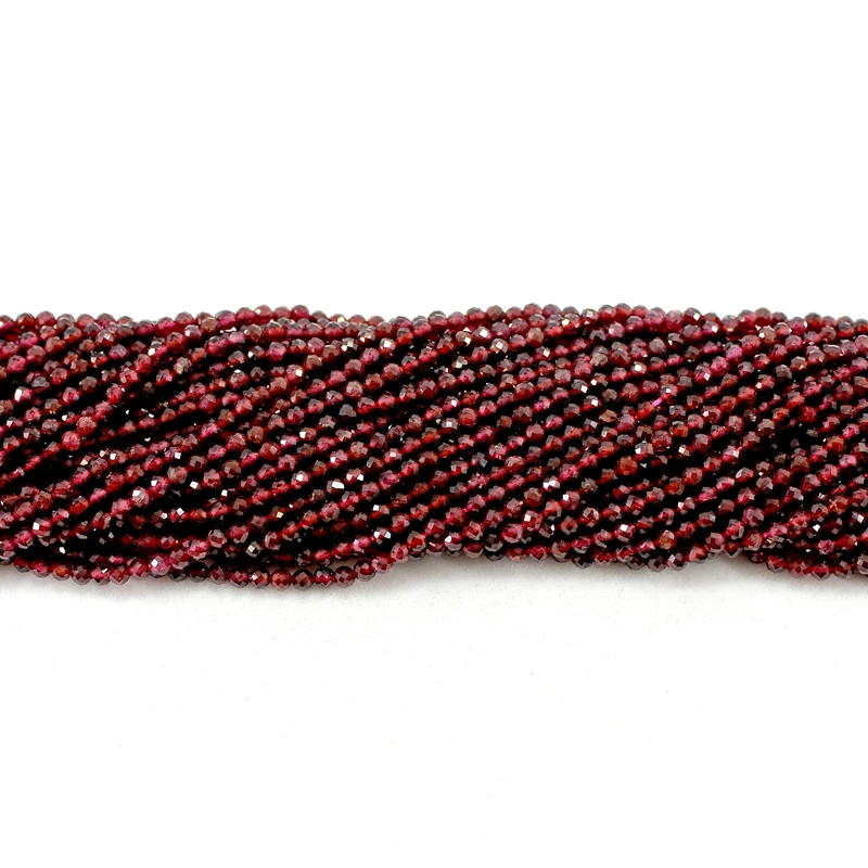 Natural Faceted Red Garnet Tiny Seed Small Loose Round Beads 2/3/4MM For Jewelry Making DIY Bracelets Necklace Accessories
