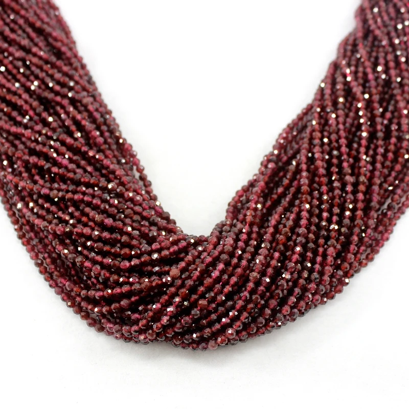 Natural Faceted Red Garnet Tiny Seed Small Loose Round Beads 2/3/4MM For Jewelry Making DIY Bracelets Necklace Accessories