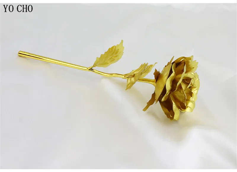 Galaxy Rose Eternal 24K Gold Flower Foil Plastic Artificial Roses Valentines Day Gift Beauty Golden Flowers for Wedding Decor