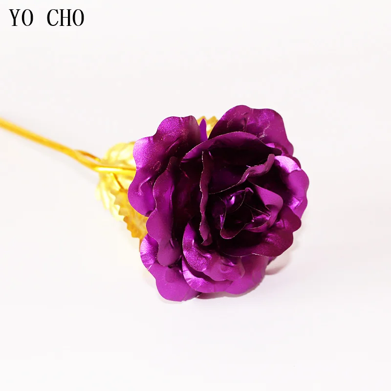 Galaxy Rose Eternal 24K Gold Flower Foil Plastic Artificial Roses Valentines Day Gift Beauty Golden Flowers for Wedding Decor